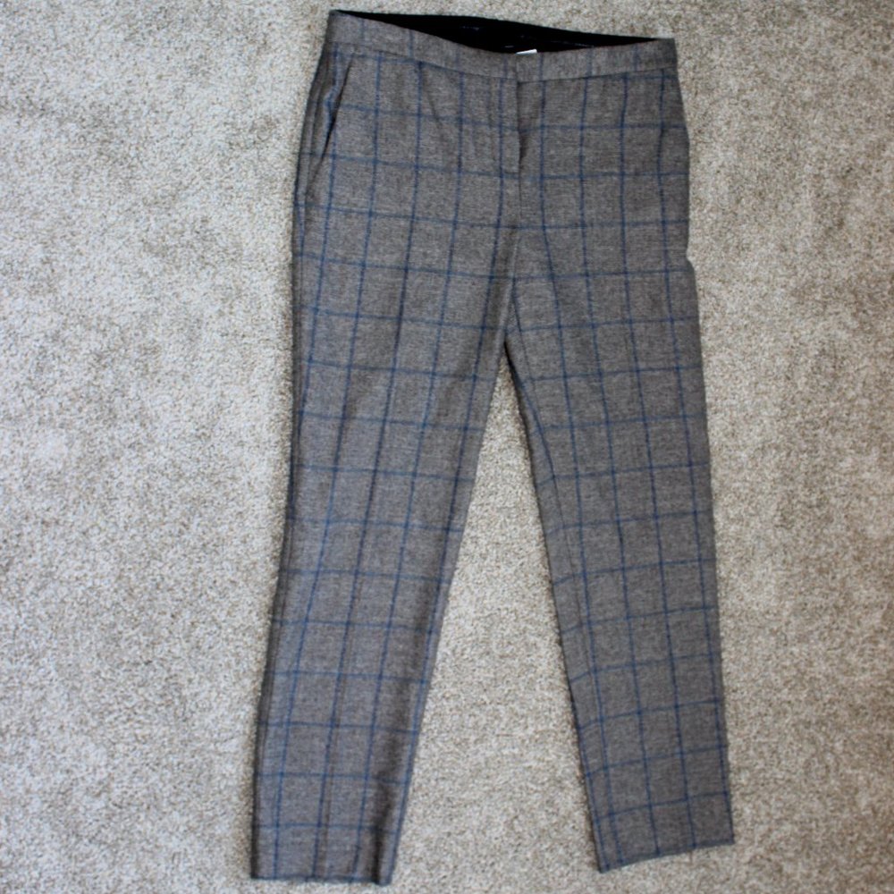 Theory Cropped Wool Blend Windowpane Check Pants - image 2